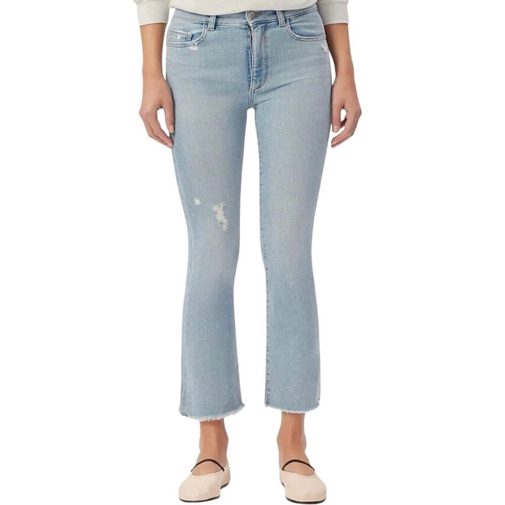 DL1961 Bridget Boot Instasculpt Crop Jeans Sz 27 Breeze Distressed Light Wash